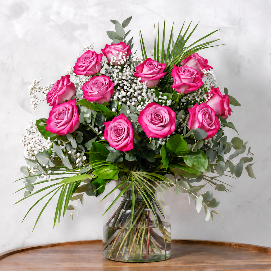 Dozen Deep Pink Roses
