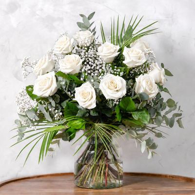 Dozen White Roses