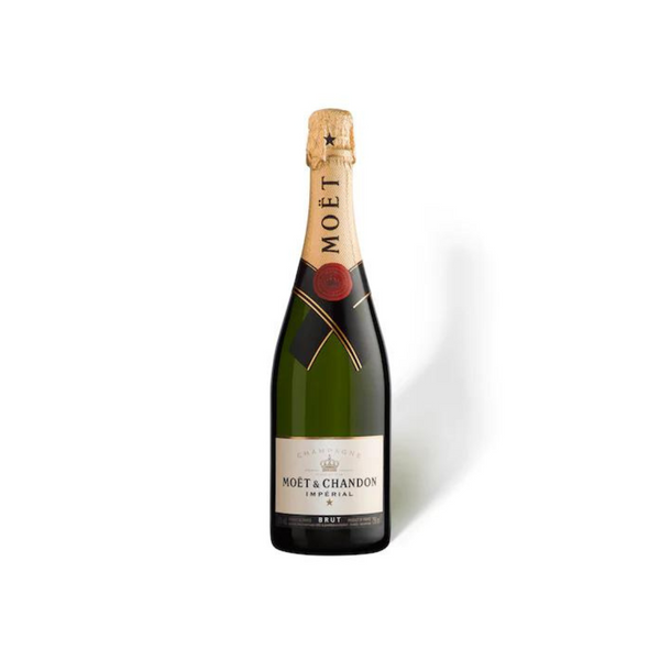 A mini bottle of Moét & Chandon Champagne with a visible label and branding.