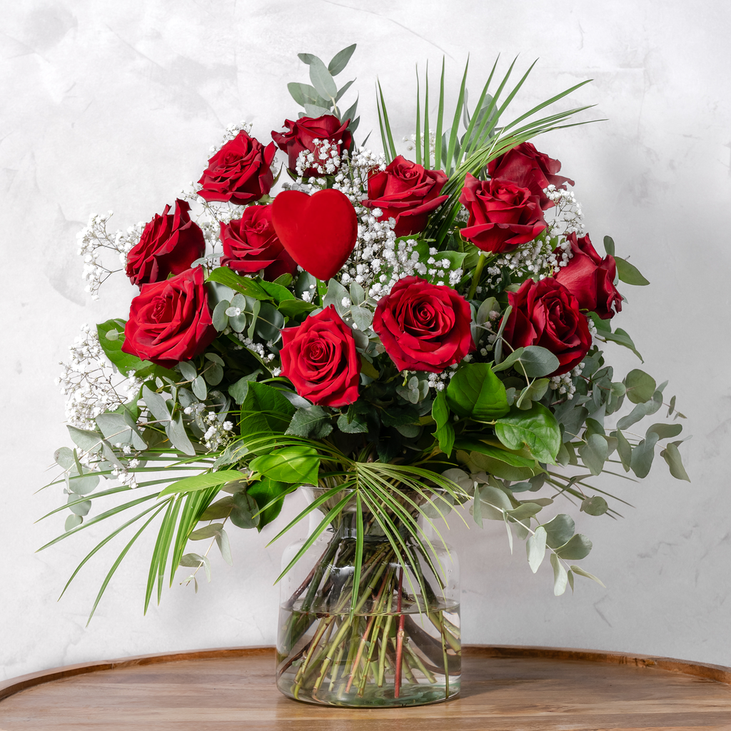 Red Roses Factory Dozen Red Roses - Twelve Luxury Red Roses - The Flower Factory
